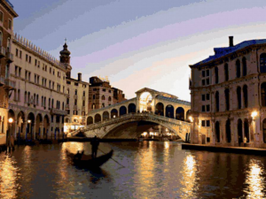 Rialto Bridge, Grand Canal, Venice, Italy - италия венеция пейзаж лодка природа картины канал - предпросмотр