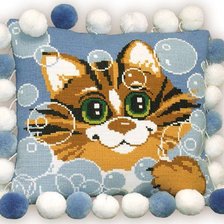 Схема вышивки «Котик подушка»