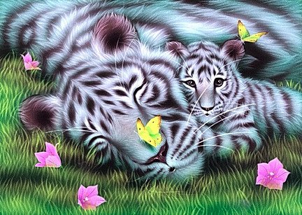 Полосатый сон - тигры, животные - оригинал