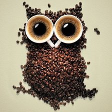 Схема вышивки «сова кофе»