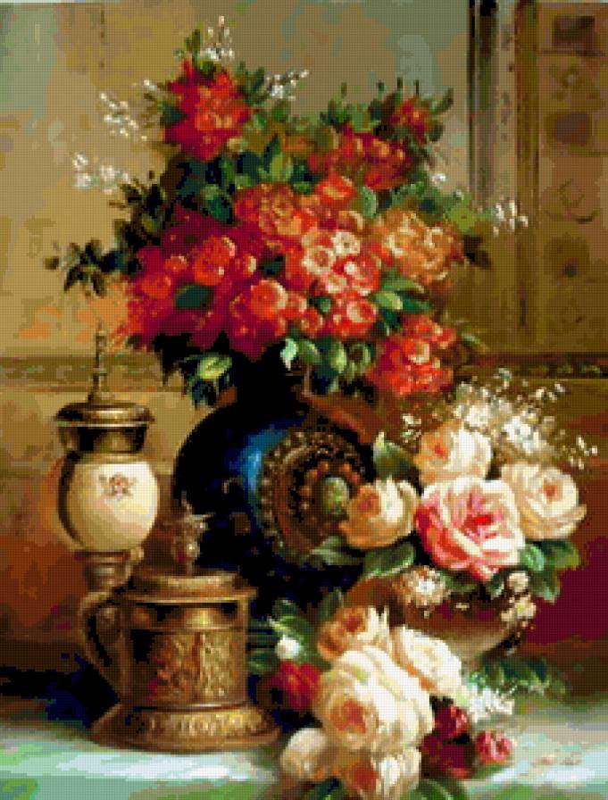 7657643 - натюрморт, ваза, розы, цветы, роза, букет, цветок - предпросмотр