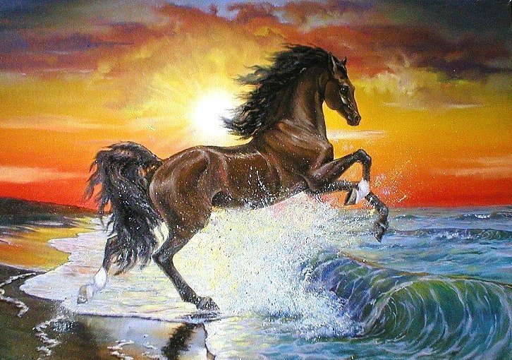 лошадь закат море - лошадь закат - оригинал