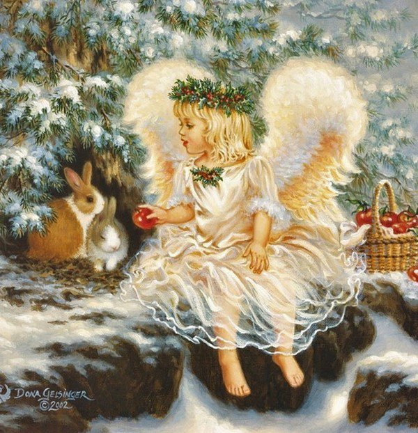 ангел - зайцы, лес, дети, ангел - оригинал