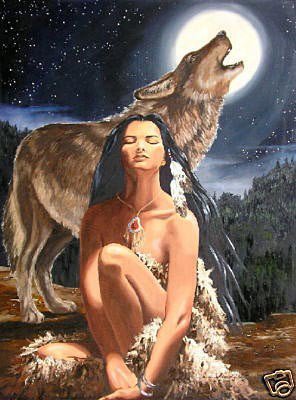 девушка и волк - волки, люди, образ, индейка, индейцы, девушки - оригинал