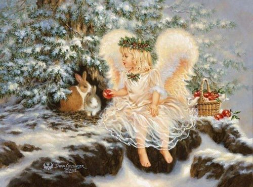 №199649 - дона гелсингер, зима, дети, ангелы - оригинал