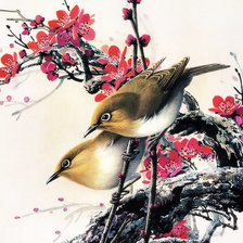 Схема вышивки «птицы, цветы, живопись»