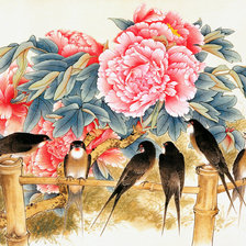 Оригинал схемы вышивки «птицы, цветы, живопись» (№199679)