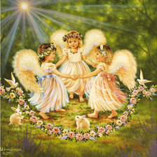 Оригинал схемы вышивки «3 ангелочка» (№199709)