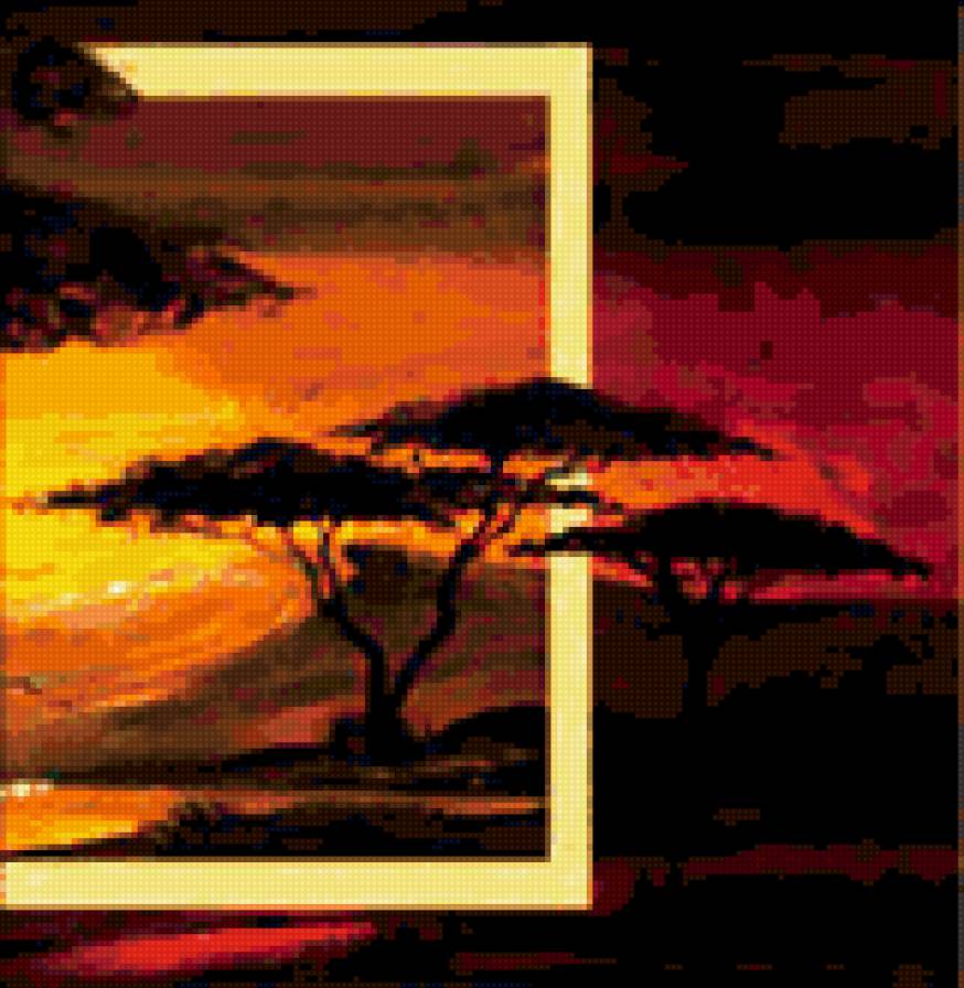 закат4 - африка, закат, полиптих - предпросмотр