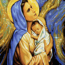 Оригинал схемы вышивки «Дева Мария и дитя» (№200756)