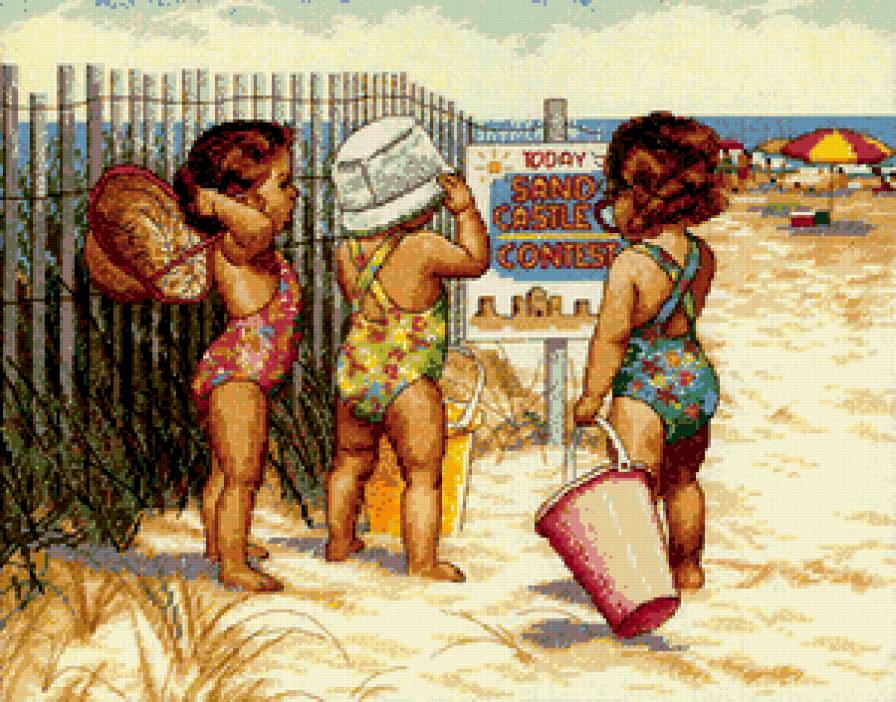 №201580 - лето, дети, пляж, девочки, подруги - предпросмотр