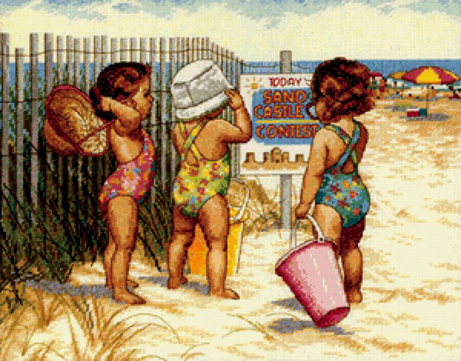 №201581 - девочки, пляж, подруги, лето, дети - предпросмотр
