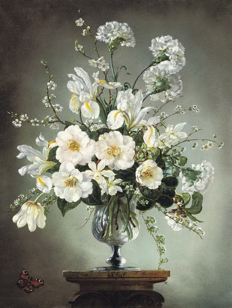 белые цветы - ваза, букет, цветы - оригинал
