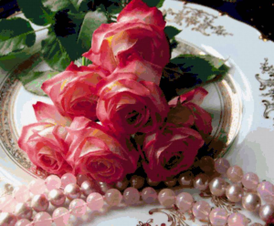 65420876 - розы, бусинка, цветы, романтика, цветок, букет, чувства, жемчужный - предпросмотр