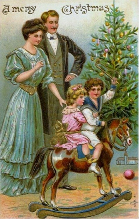 Рождество - рождество, семья, ретро, картина - оригинал