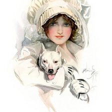 Оригинал схемы вышивки «Дама с собачкой» (№203422)