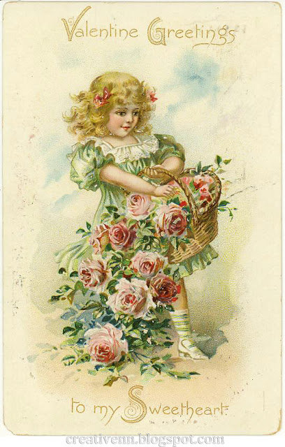 Девочка с розами - старые открытки, винтаж, розы, девочка, цветы - оригинал
