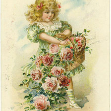 Оригинал схемы вышивки «Девочка с розами» (№203429)