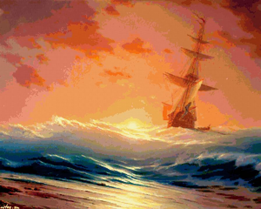 картина - дмитриев, корабль пейзаж, живопись, море - предпросмотр