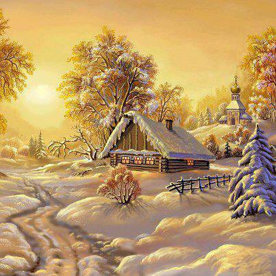 Зима - деревня, природа, зима, пейзаж, снег - оригинал
