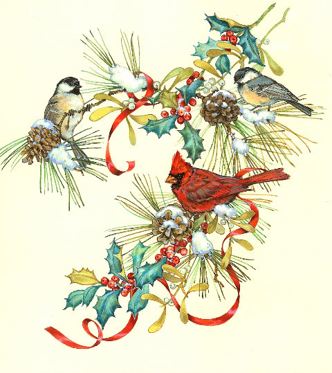 птички - рождество, птицы, скатерть, новый, зима, уголок, оформление, салфетки - оригинал