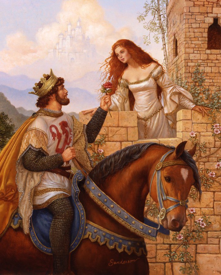 дама и рыцарь - рыцарь, женщина, дама, мужчина, средневековье - оригинал