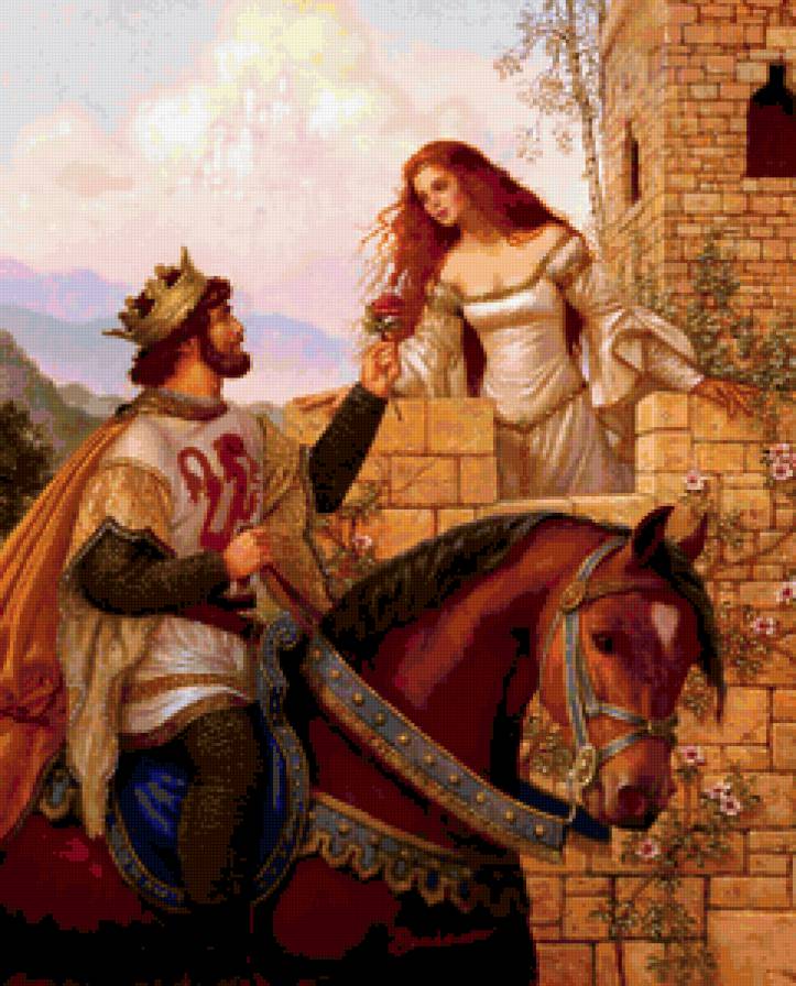 дама и рыцарь - женщина, рыцарь, средневековье, мужчина, дама - предпросмотр