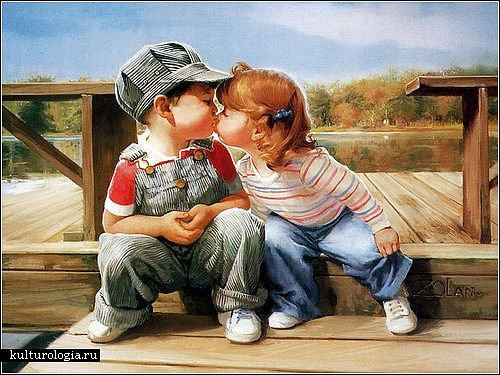 Малыши,поцелуй,любовь,дети - поцелуй, дети, малыши, любовь, картина - оригинал