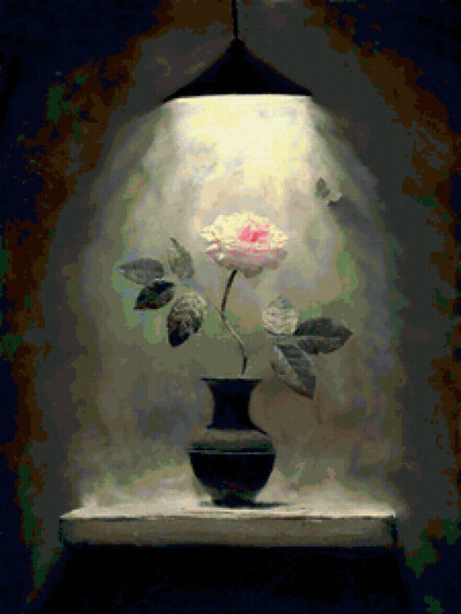 роза в вазе - цветы, картина, роза - предпросмотр
