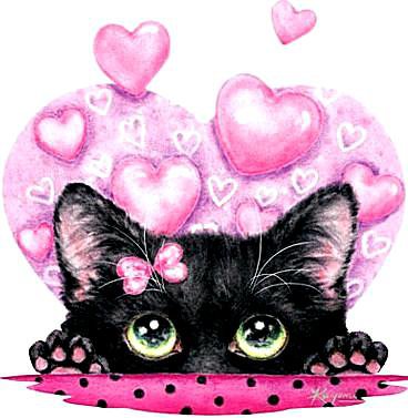Розовые мечты - мечты, сердечки, кошка - оригинал