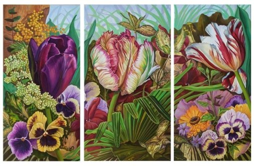 Триптих цветов    (общий вид) - диптих, цветы, букет, триптих, полиптих - оригинал
