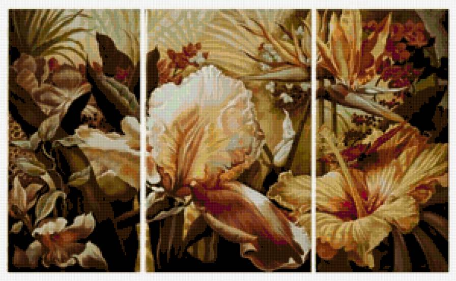 Триптих цветов    (общий вид) - цветы, букет, полиптих, триптих - предпросмотр
