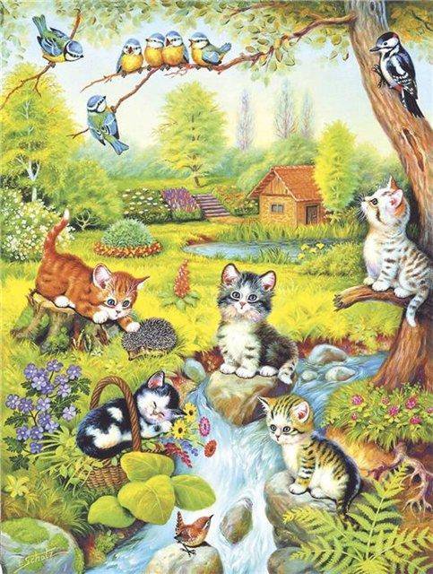 котята на прогулке - малыши, котята, кот, прогулка - оригинал