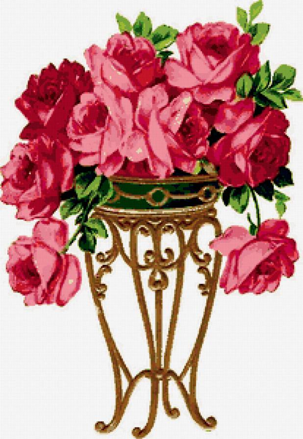 розы - картина, столик, цветы, розочки, букет, роза - предпросмотр