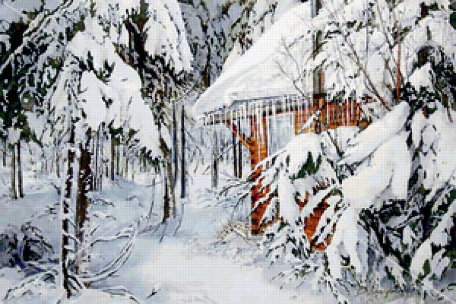 №210049 - снег, елка, дом, лес, зима - предпросмотр