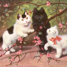 Оригинал схемы вышивки «весенние котята» (№210100)