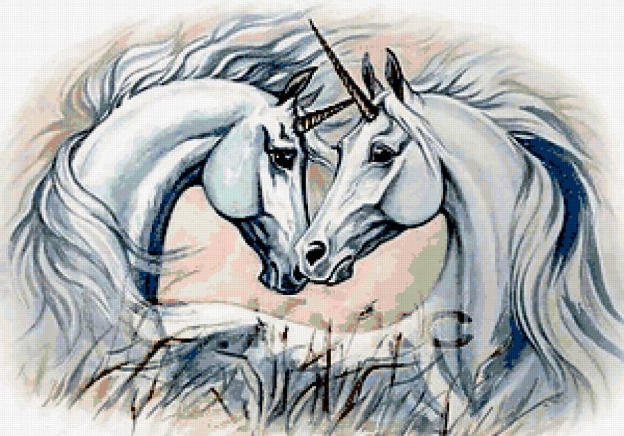 Единороги - лошади, кони, единороги, животные - предпросмотр