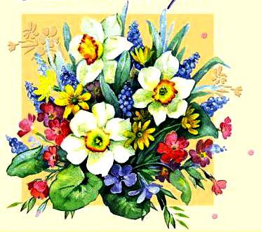 Весенние цветы - букет, незабудки, весенние цветы, нарцисс, цветы, нарциссы - оригинал