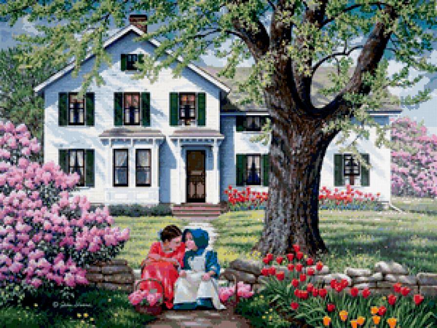 №211693 - дом, цветы, сирень, сад - предпросмотр