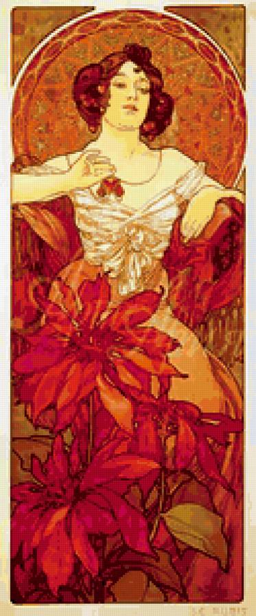 Картина А.Мухи - женщина, картина, рубин - предпросмотр