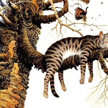 Оригинал схемы вышивки «кот на дереве» (№211912)