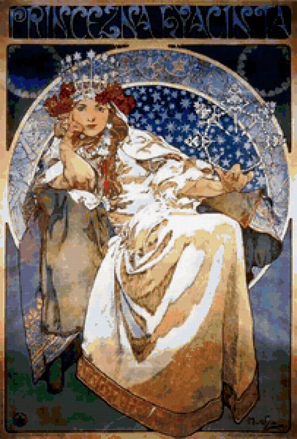 Картина А.Мухи "Принцесса гиацинтов" - женщина, картина - предпросмотр
