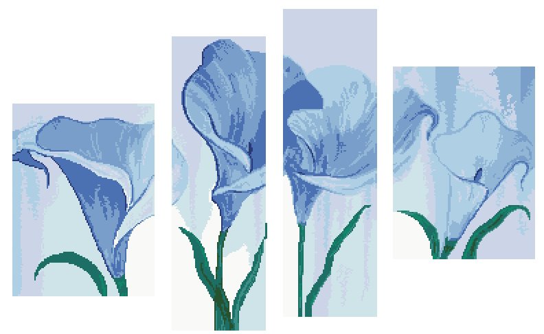 ПОЛИПТИХ - голубые цветы, полиптих, каллы - оригинал
