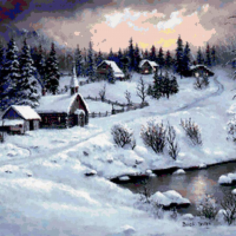 Зима - пейзаж, деревня, зима - предпросмотр
