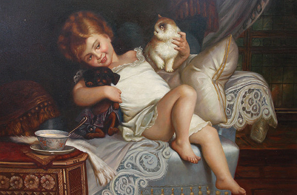 ЗОЛОТОЙ ВЕК -АНГЕЛЫ - кошка, от известных художников, дети, ангел - оригинал