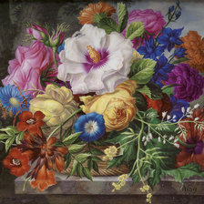 Оригинал схемы вышивки «Натюрморт, цветы, розы» (№213540)