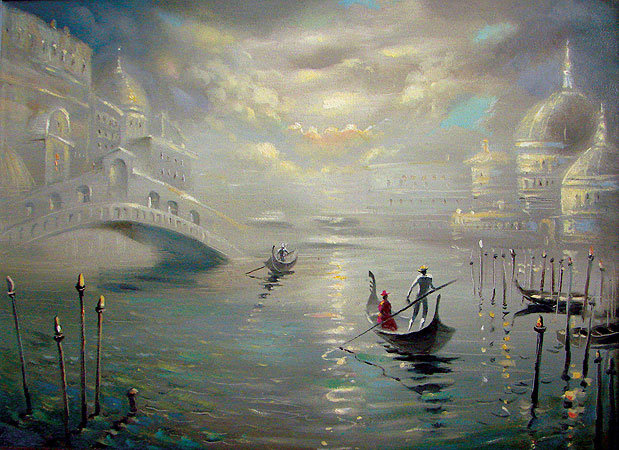 Ночная Венеция.Дмитрий Спирос - пейзаж, венеция, картина, живопись - оригинал
