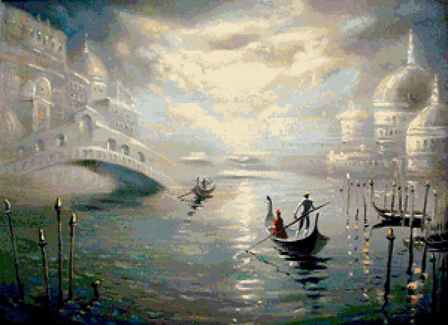 Ночная Венеция.Дмитрий Спирос - картина, венеция, пейзаж, живопись - предпросмотр