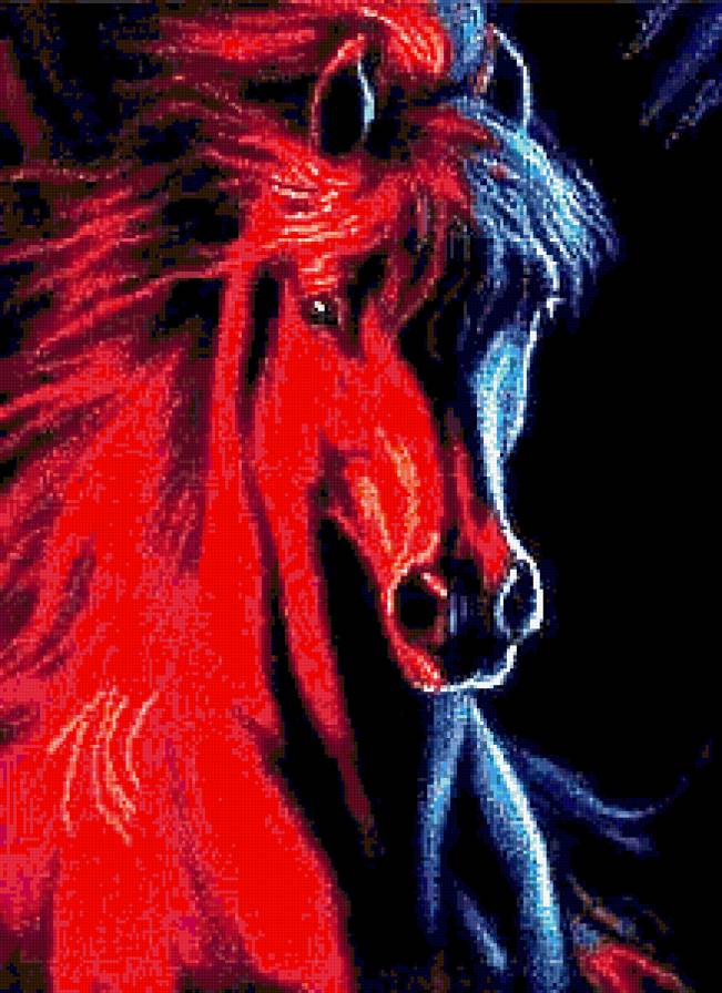 Лед и пламя - кони, лошади, животные, лошадь - предпросмотр
