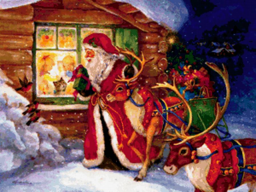 С РОЖДЕСТВОМ - рождество, ангел, сани, праздники, подарки, дед мороз, олень - предпросмотр